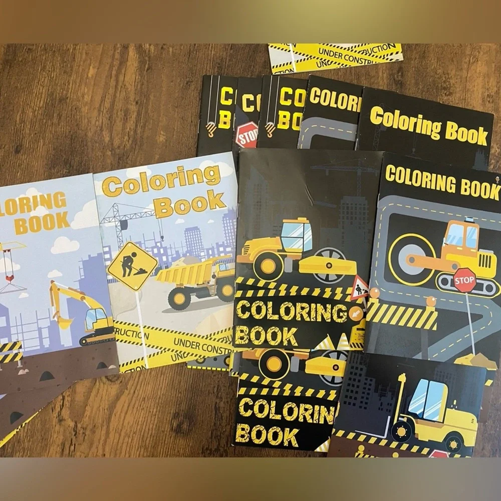 Construction Themed Coloring Book Party Favors